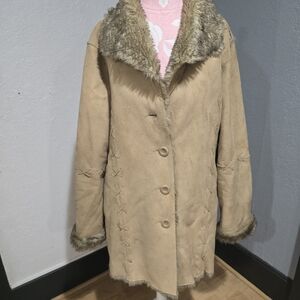 Roper Tan Teddy Jacket with Faux Fur Trim